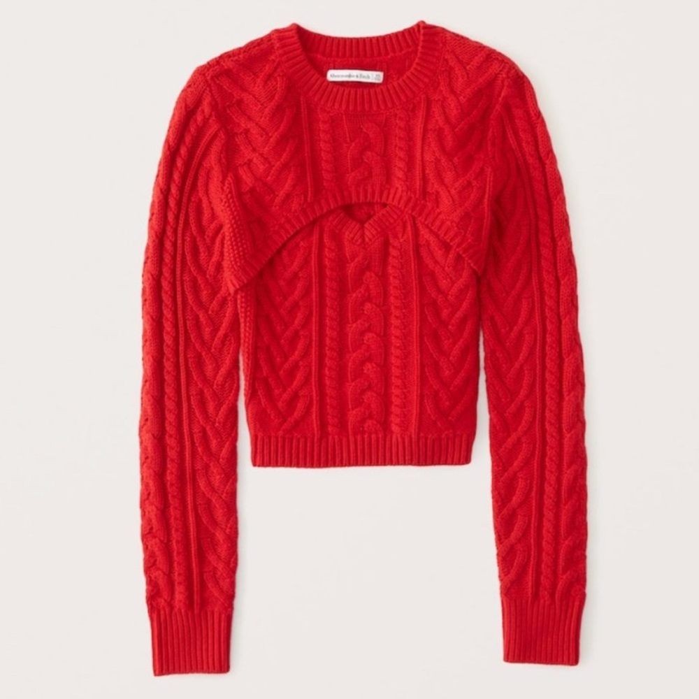 Abercrombie & Fitch 2-Piece Red Cable Knit Sweater Set
